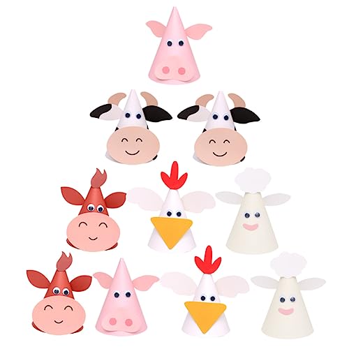 Supvox 10 Stück Geburtstagshut Partyhüte Für Tier Geburtstagsparty Hüte Kinderhüte Kindergeburtstag DIY Geburtstag DIY Cartoon Hut DIY Hüte Kinderpartyhut Tiere Partyzubehör von Supvox