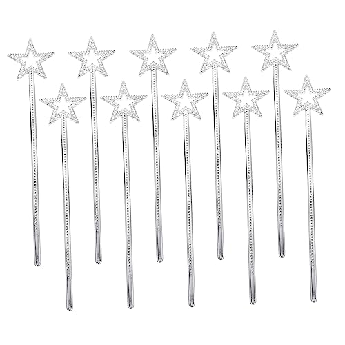 Supvox 10 Stück Glitzerkronenstock Rosa Märchen Handwerk Led Mädchen Party Stöcke Feenstäbe, Masse Im Freien Feenstäbe Für Bühnenauftritte Stoffnummer Girl Fairy Zauberstab Silber Plastik von Supvox