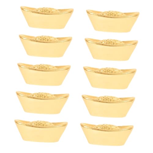 Supvox 10 Stück Gold Yuanbao Model Accessoires Glücksvermögen Dollhouse Ingot Statue Machen kleine Barrenmodelle Mini- winzig kleines Hauszubehör Barren Legierung Golden von Supvox