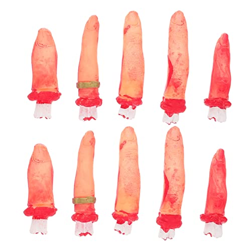 Supvox 10 Stück Halloween Fake Finger Abgetrennte Blutige Finger für Gruselige Deko und Cosplay für Halloween Partys und Haunted House Dekoration von Supvox
