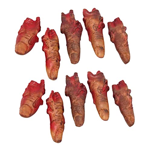 Supvox 10 Stück Halloween Fake Finger Realistisch Abgetrennte Körperteile Blutige Finger Requisiten für Gruselige Dekorationen für Halloween Partys und Geisterhäuser Dunkelrot von Supvox