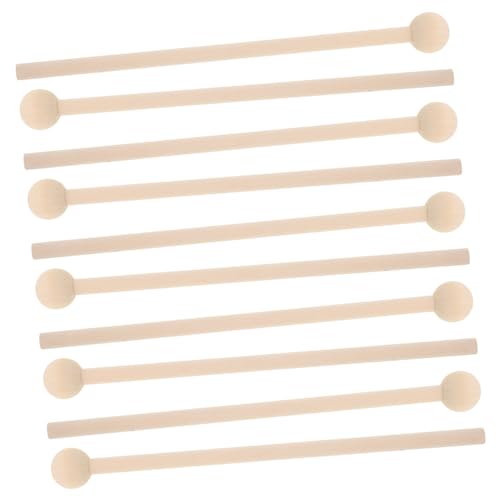 Supvox 10 Stück Holzschlägel Musikglocken Musikstäbe Schlagstäbe Rasselinstrument Musikspielzeug Flaschentrockner Jingle Bells Trommelstock Doppelseitiger Trommelschlägel von Supvox