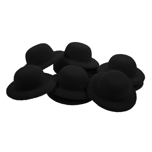 Supvox 10 Stück Mini-Strohhut Miniaturhüte winziger Fedora-Hut Gewebte kleine Schiebermütze für Puppe Party DIY-Hüte basteln Puppenhaus-Hut-Foto-Requisiten Hutverzierung Eva Black von Supvox