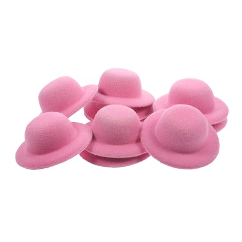 Supvox 10 Stück Mini-Strohhut Puppenhüte Gewebte rustikal Nachahmung kleine Puppen Mini-Imitationshüte Miniatur-Haushut dekorativer DIY-Hut kleine hüte Bauarbeiterhut Flanell Rosa von Supvox