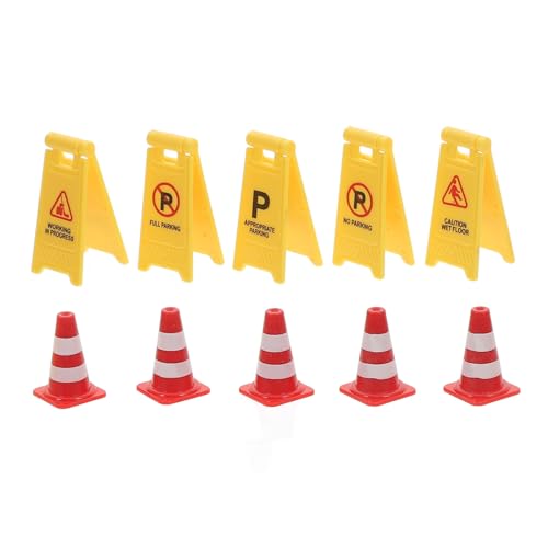 Supvox 10 Stück Miniatur Verkehrszeichen für Teiliges mit Baustellen für Rollenspiele und Kreative Aktivitäten für Jungen und Mädchen von Supvox