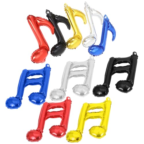 Supvox 10 Stück Musiknotenballon Luftballons Zum Thema Musik Gitarrenballons Folienballons Mit Musiknoten Dekorationen Für Musik-mottopartys Luftballons Mit Musiknoten Aluminiumfolie von Supvox