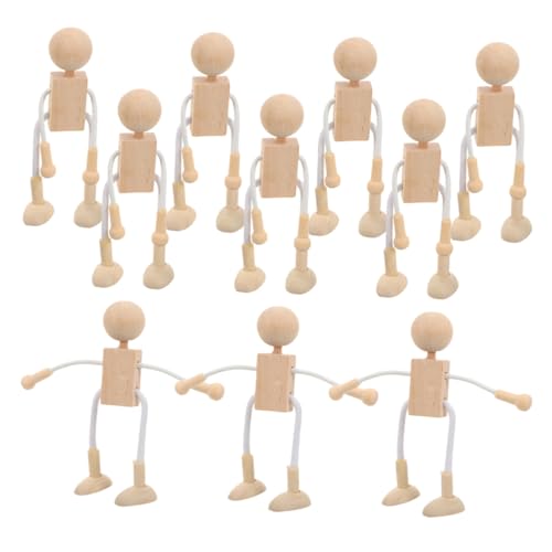 Supvox 10 Stück Peg-Puppen Roboter Mini-Personenfiguren unbemaltte Peg -Puppen Grüne Steckpuppen unvollendet DIY-Graffiti- Bastelsets für Holz von Supvox