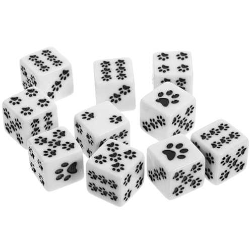 Supvox 10 Stück Punktwürfel Party Paw Würfel of Dice Sechsseitige Würfel Zahlenwürfel Würfelzähler Große Würfel Spielbrettspiel Würfel Für Spiel Weiche Tiergröße Weißes Harz von Supvox