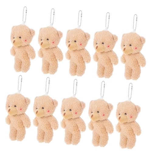 Supvox 10 Stück Teddybärenschlüsselkette Tasche Charme Kleiner Bär Kleiner Plüschbär Schlüsselanhänger Plüschtiere kleines Bärenstofftier Bären Plüschtier Minibär -Fleece Hellbraun von Supvox