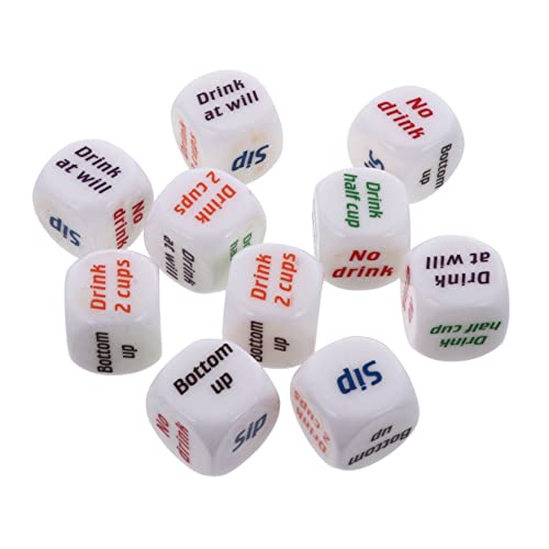 Supvox 10 Stück Teiliges Acryl Drinking Dice für Party und Bar Englisches Trinkspiel Würfelspiel mit Kreativen Trinkregeln für Erwachsene Ktv Club Festival Gadgets von Supvox