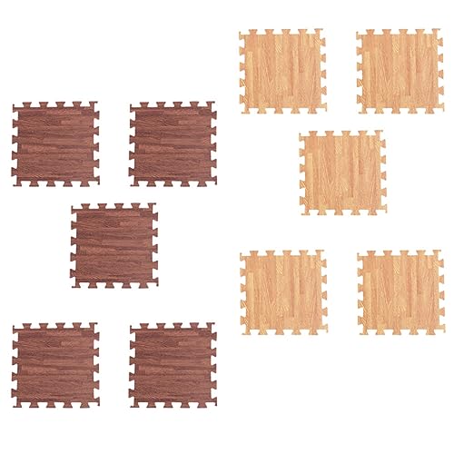 Supvox 10 Stück Teiliges Eva Schaumstoff Puzzlematte mit Holzmaserung rutschfest Komfortabel Gepolstert Langlebig und Flexibel als Bodenschutz und Spielmatte für Wohnzimmer Fitness und von Supvox
