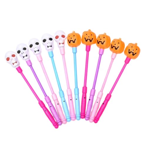 Supvox 10 Stück Teiliges Halloween Leuchtstäbe mit Kürbis und Skelett Schüttelbare Leuchtende Party Accessoires Farblich Sortiert für Halloween Kostüm und Festdekoration Zufällige Farbe von Supvox