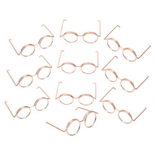 Supvox 10 Stück Teiliges Mini Puppenbrillen aus Metall Drahtrahmen ohne Gläser Runde Metallbrillen in Roségold Modische Puppenaccessoires zum Verkleiden und Basteln Passend für Kleine von Supvox
