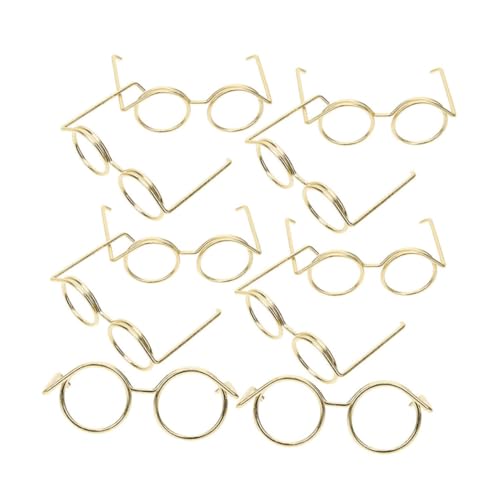 Supvox 10 Stück Teiliges Mini Puppenbrillen aus Metall Goldfarbene Runde Rahmen ohne Gläser Robuste Miniatur Dekoration für Puppenhaus Bastelzubehör zur Kreativen Puppenverschönerung von Supvox
