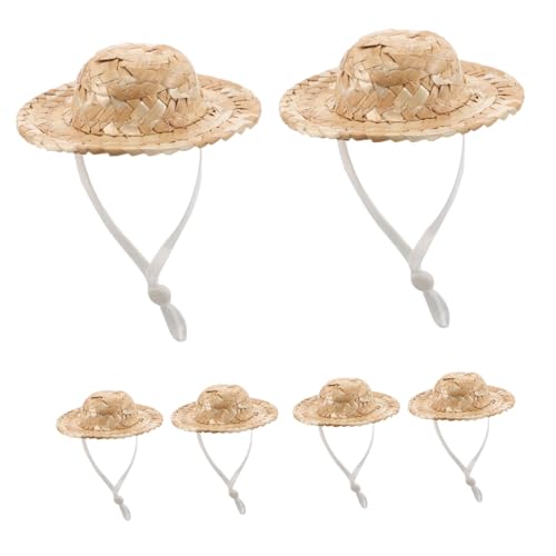 Supvox 10 Stück Teiliges Mini Strohhüte mit Kinnband Handgewebte Kleine Sombrero Puppenhüte Kreative DIY Bastelaccessoires für Puppendekoration und Miniaturspielzeug von Supvox