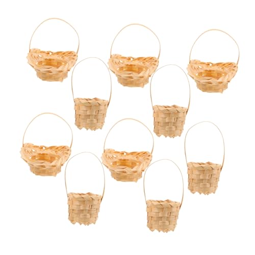 Supvox 10 Stück Teiliges Mini-rattankorb Griffen Vielseitige Kleine Aufbewahrungskörbe Mini-blumenkörbchen für Puppenhaus Dekoration Küchenzubehör Garten und Osterdekoration von Supvox