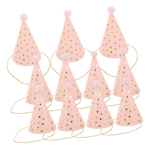 Supvox 10 Stück Teiliges Partyhüte aus Papier mit Glitzer Pompons Elastischem Band Bunte Geburtstagskopfbedeckungen für Erwachsene und Festliche Geburtstagsdeko Bequem und Sicher zu von Supvox