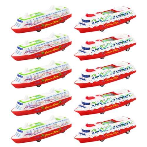 Supvox 10 Stück Teiliges Pull Back Schiff Modell aus Kunststoff Realistische Schiffe mit Rückziehmechanismus Bunte Dampfschiffe für Jungen und Mädchen Fördert Kreativität und Motorik von Supvox