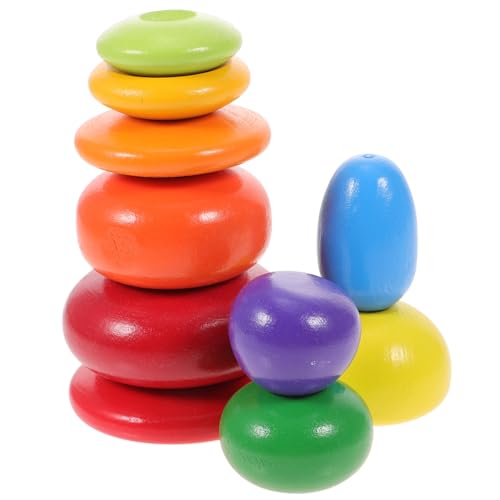 Supvox 10 Stück Teiliges Stapelspielzeug aus Holz Bunte Balanciersteine Montessori Ab Jahr für Kleinkinder Feinmotorik Kreativität und Farberkennung von Supvox