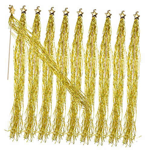 Supvox 10 Stück Teiliges Stern Zauberstäbe mit Tinsel Farbenfrohe Feenstäbe für Komfortabel zu Halten als Partydeko und Festliche Geburtstags und Neujahrsfeier Requisiten von Supvox