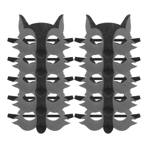 Supvox 10 Stück Wolfsmasken – Kunststofffilz Halbgesicht Tiermasken Kostüm Für Halloween Verkleidungszubehör Partyzubehör von Supvox