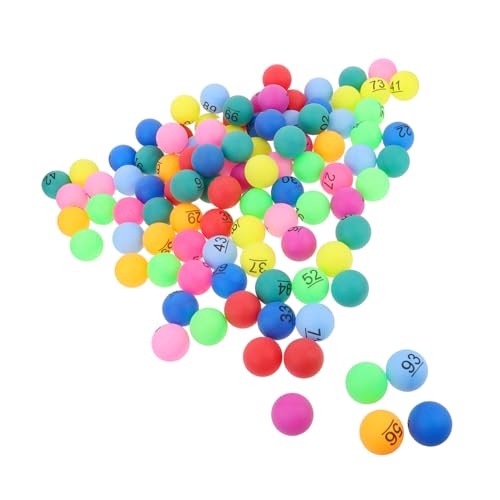 Supvox 100 Stück Farbkugeln und Gewinnbälle Gewinnspielkugeln Tombola-Kugelnummern Zahlen-Bingo Bälle ziehen für Events Lotteriekugeln Bingo-Ersatzkugeln Bunte Pong-Bälle pp von Supvox