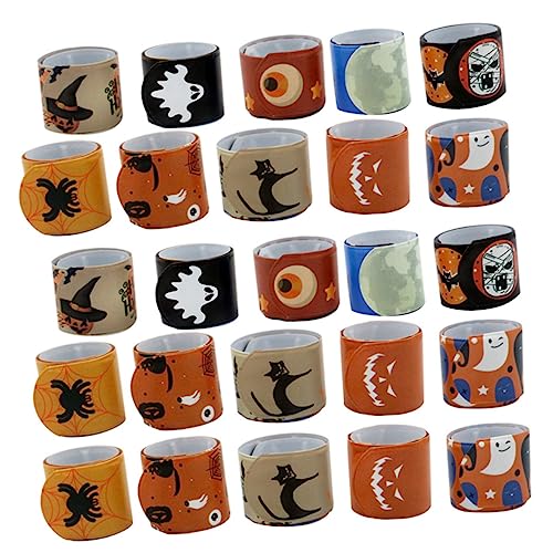 Supvox 100 Stück Halloween Slap Armbänder Wrist Toy Partyzubehör Bunte Muster Bulk Slap Bracelet für Halloween Party Geburtstagsdeko von Supvox