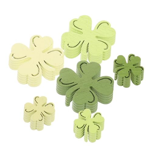 Supvox 100 Stück Kleechips Patricks Day Tischkonfetti Kleeblattgrünes Konfetti Kleeblatt-Dekoration Urlaub glücksbringer deko holzkonfetti Irische Feiertagsausschnitte Kleeblatt Konfetti von Supvox