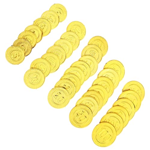 Supvox 100 Stück Piratenmünzenspielzeug Piratenfiguren Piratenschatz- Zubehör für Piratenpartys Piratenzubehör für Bithday -Partyversorgung von Piraten Plastik Golden von Supvox