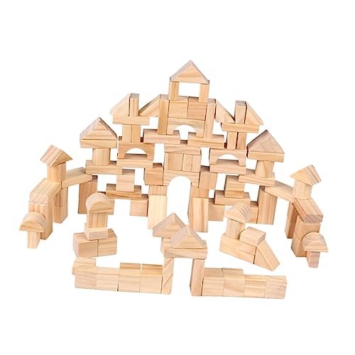 Supvox 100 Stück Teiliges Holzspielzeug Set Naturholz Bauklötze für Kreative Bildung Stapelspielzeug für Jungen und Mädchen Pädagogisches Geschicklichkeit und Kreativität von Supvox