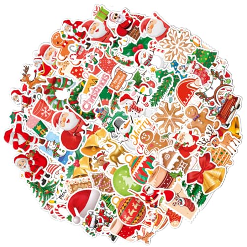 Supvox 100 Stück Weihnachtsaufkleber Selbstklebende Sticker für Koffer und Laptop Dekoration für Weihnachten Schneeflocken Tannenbaum und Weihnachtsmann für Scrapbooking und Supvox 100 Stück Weihnachtsaufkleber Selbstklebende Sticker für Koffer und Laptop Dekoration für Weihnachten Schneeflocken Tannenbaum und Weihnachtsmann für Scrapbooking und von Supvox