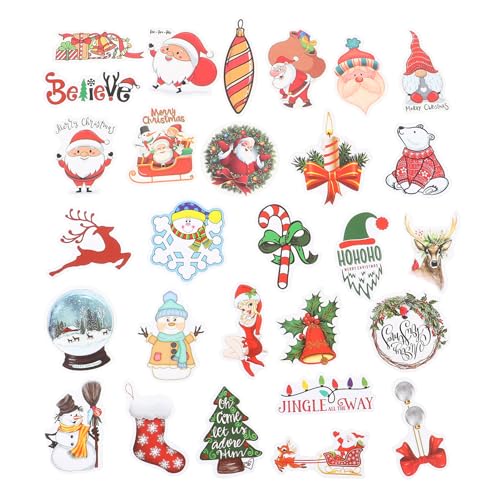Supvox 100 Stück Weihnachtsaufkleber für Scrapbooking DIY Dekorative Sticker für Laptop Tagebuch und wasserdichte Wanddekoration für Festliche Anlässe von Supvox