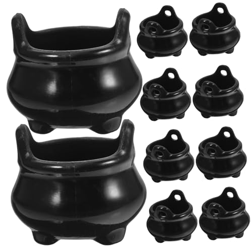 Supvox 10Stücke Mini Hexen Kessel Teilig Hexen Cauldron Für Halloween Deko Für Puppenhaus Desktop Und DIY Süßigkeitenbeutel Füllstoffe Robustes Kunststoffmaterial von Supvox