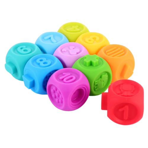 Supvox 10Stücke Teiliges Weiche Gummigeprägte Bausteine für Sicheres aus Umweltfreundlichem für Badespielzeug oder Lernspielzeug Fördert die Entwicklung von Supvox