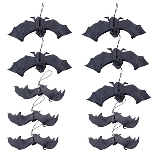 Supvox 10pcs Gummi Fledermaus Realistische hängende Fledermäuse Halloween-Party-Bevorzugungen und Dekoration (2 Größe) von Supvox