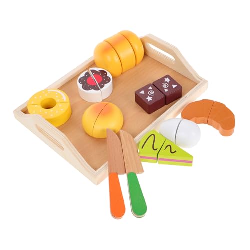 Supvox 11 Stück Nachmittagstee holzspielzeug küche Lernspielzeug für für Kleinkinder Lebensmittelspielzeug Kinderbäckerei Spielset hölzern von Supvox