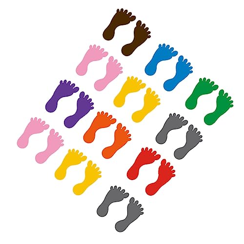 Supvox 12 Paare Bunte PVC Fußabdruck Aufkleber Selbstklebend Kinderzimmer und Kindergarten Bodensticker rutschfest Wetterbeständig für Treppen und Spielbereiche von Supvox