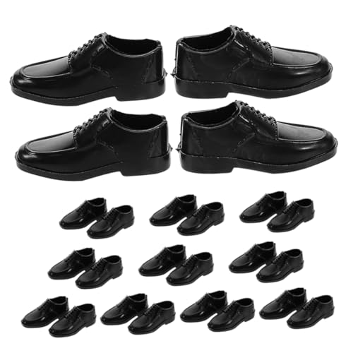 Supvox 12 Paare Puppenverkleidungsschuhe Mini -Szene schmücken Miniaturschuh Schuhe Puppe Zubehör für Puppenkostüme Puppe Schuhe Dollhouse -Schuhe Puppenschuhe Plastik Schwarz von Supvox