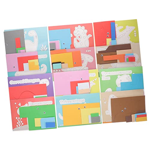 Supvox 12 Stück 3D -Dinosaurieraufkleber tierische Rätsel Tier-Puzzle-Aufkleber Puzzle-Sticker-Material Cartoon-Tier-Aufkleber Cartoon-Tier-Lernspielzeug Tierspielzeug Eva von Supvox