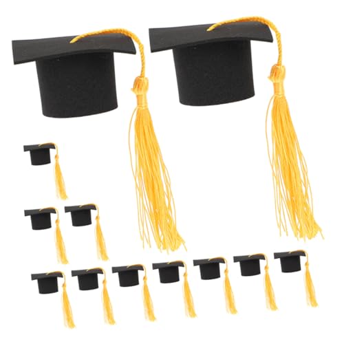 Supvox 12 Stück Abschluss -Cupcake -Dekorationen mini scale abschlussfeier slice Mini-Grad-Hüte Abschlusskappendekorationen grad cap kuchendeckel Grad Cap Cupcake Topper Polyester Black von Supvox