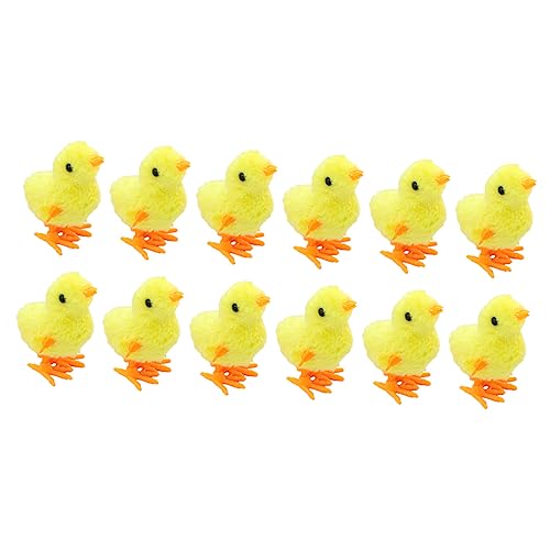 Supvox 12 Stück Aufziehspielzeug Huhn Simulation Hühnchen für Lernspielzeug Koordination und Fantasie für Partys und Dekoration Gelb von Supvox