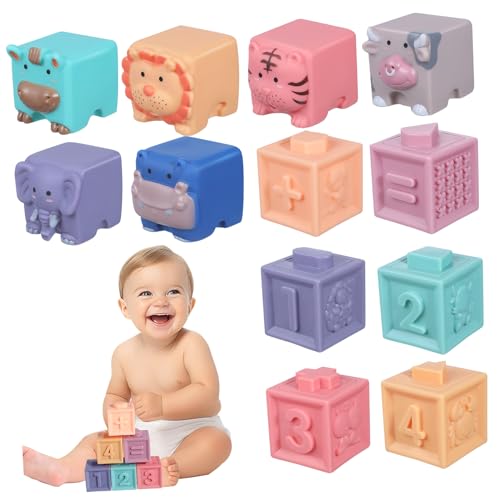 Supvox 12 Stück Bausteine ​​aus Weichem Gummi Babyblöcke Für Die Babyparty Weiche Babyblöcke Gummiblöcke Blöcke Für Kleinkinder Gummiblock Weiches Gummi von Supvox