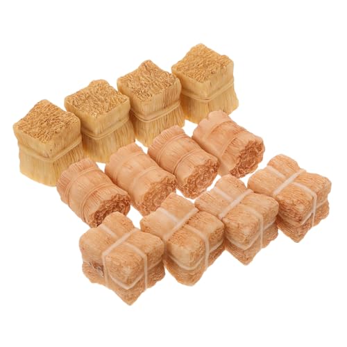Supvox 12 Stück DIY Fake Decor Heuhaufen Dekorationen Kleine Kleinkinder Landschaft Puppe Garten Dekoration Simulation Mini Simulierte Mittelstücke Party Schmücken Ballen Dekoration Fake von Supvox