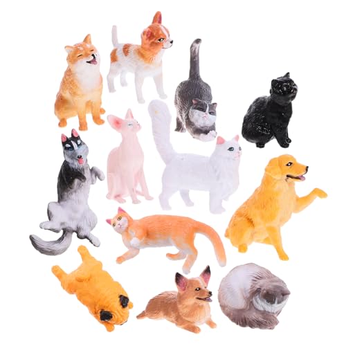 Supvox 12 Stück Katzen Und Hundestatuen Haustier Realistische Miniaturfigur Katzenornamente Katzenstatuen Ornamente Hunde Tierfiguren Dekorationsmodelle Ornamente Für von Supvox