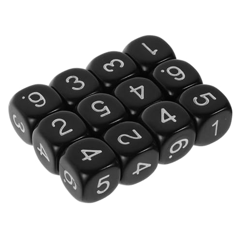Supvox 12 Stück Lehrmittel Für Zahlenwürfel Standard-spielwürfel Mathe-Spiel Black Plastik von Supvox