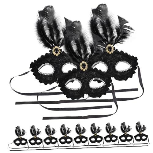 Supvox 12 Stück Leichte Cosplay Feder Masken Bequeme Masken für Maskeraden und Aufführungen Stilvolle Accessoires für Halloween und Partys von Supvox