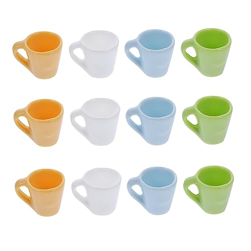 Supvox 12 Stück Mini-Becher Miniaturen Machen Küchenzubehör Für Puppenstuben DIY Puppenhausverzierung Miniaturmodell Einer Teetasse Puppenhauszubehör Winzig Party Mit Tassen Klein Harz von Supvox
