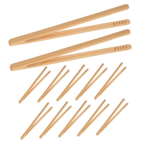 Supvox 12 Stück Montessori Bambus Pinzetten Teilig Leichte Robuste Lernzangen für Kleinkinder Sensorische Sortierklammern für Perlen und Spiel Nachhaltiges Tragbares Montessori von Supvox