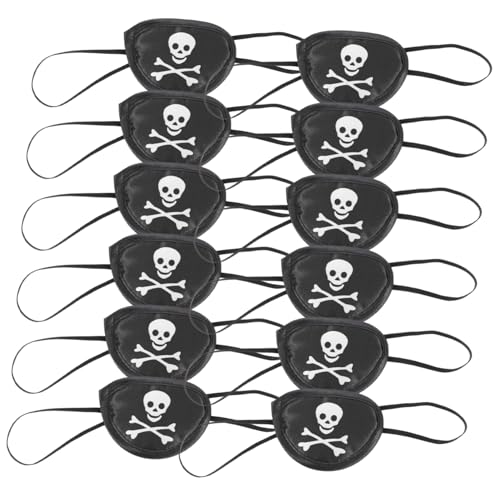 Supvox 12 Stück Piraten Augenklappen mit Muster Cosplay Accessoire für Halloween Mottopartys Kindergeburtstage und Bühnenaufführungen von Supvox