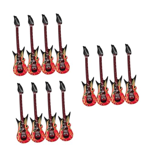 Supvox 12 Stück Teiliges Aufblasbares Gitarren aus Hochwertigem PVC Wiederverwendbar für Kindergeburtstage Strandspielzeug Bühnenrequisiten und Partyzubehör für Mädchen und Jungen von Supvox